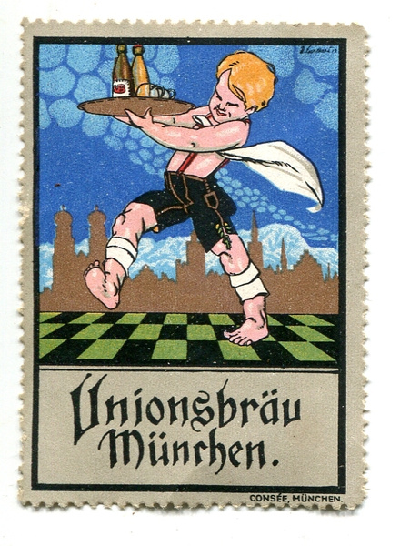 Reklamemarke Unionsbräu München, um 1910 Abbildung: Jüdisches Museum München