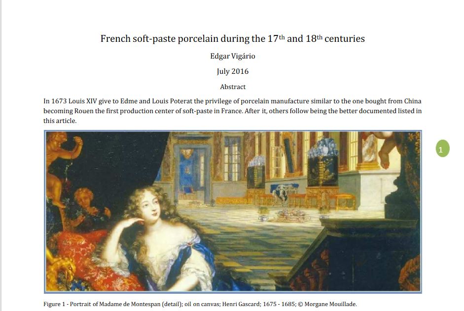  French soft-paste porcelain during the 17th  and 18th centuries Edgar Vigário